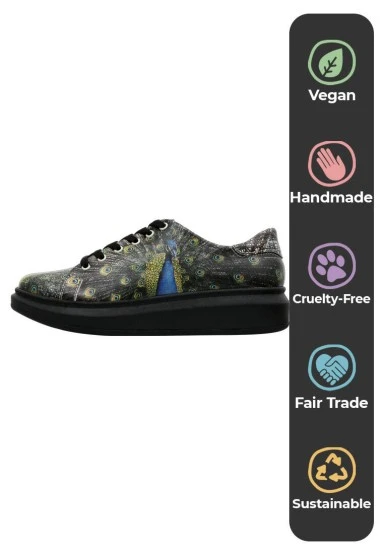 Femme Cuir Vegan Noir Baskets - All Beauty is in You Motif - 