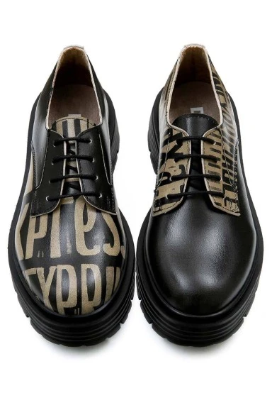 Femme Cuir Vegan Noir Baskets - Expression Motif - 