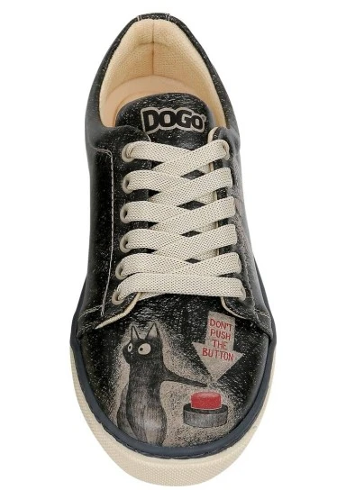 Femme Cuir Vegan Noir Baskets - Agent of Chaos Motif - 