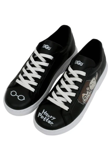 Femme Cuir Vegan Noir Baskets - Warner Bros Friends Till Eternity Harry Potter Motif - 