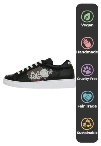 Femme Cuir Vegan Noir Baskets - Warner Bros Friends Till Eternity Harry Potter Motif - 