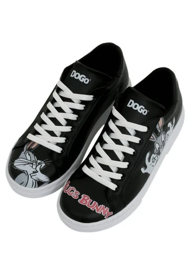 Femme Cuir Vegan Noir Baskets - Warner Bros What's Up Doc? Bugs Bunny Motif - 