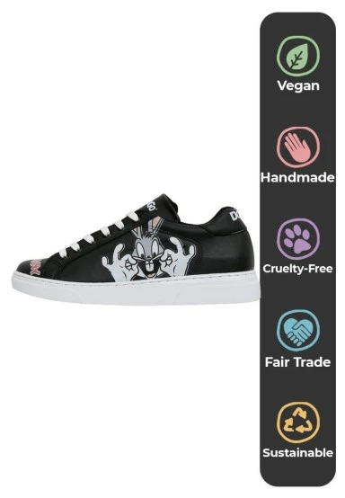 Femme Cuir Vegan Noir Baskets - Warner Bros What's Up Doc? Bugs Bunny Motif - 