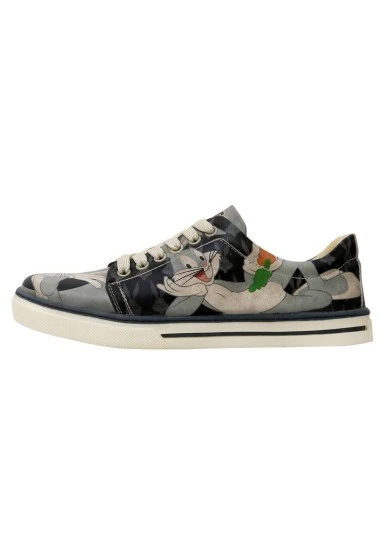 Femme Cuir Vegan Noir Baskets - Warner Bros Bugs Bunny Playful Bugs Motif - 