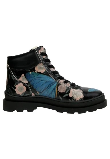 Femme Cuir Vegan Noir Bottes - Be the Change Motif - 