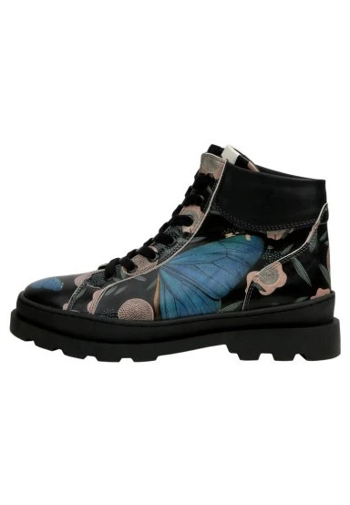 Femme Cuir Vegan Noir Bottes - Be the Change Motif - 