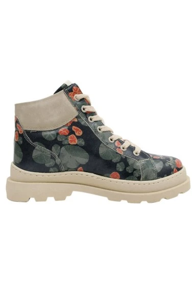 Femme Cuir Vegan Noir Bottines - Hold Your Head Up High Motif - 