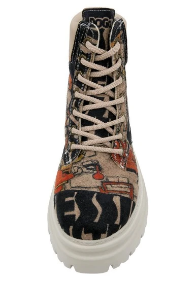 Femme Cuir Vegan Noir Bottes - Supper Motif - 