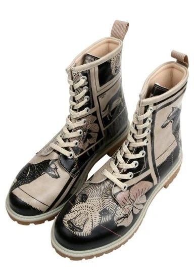 Femme Cuir Vegan Noir Bottes Longues - Bad Boy Motif - 
