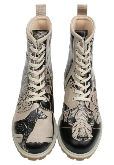 Femme Cuir Vegan Noir Bottes Longues - Bad Boy Motif - 