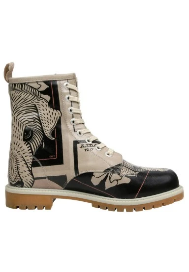 Femme Cuir Vegan Noir Bottes Longues - Bad Boy Motif - 