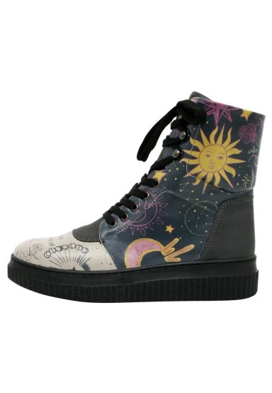Femme Cuir Vegan Noir Bottes Longues - And Wonders How It All Turns Out Motif - 