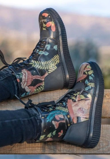 Femme Cuir Vegan Noir Bottes Longues - Made Of Magic Motif - 