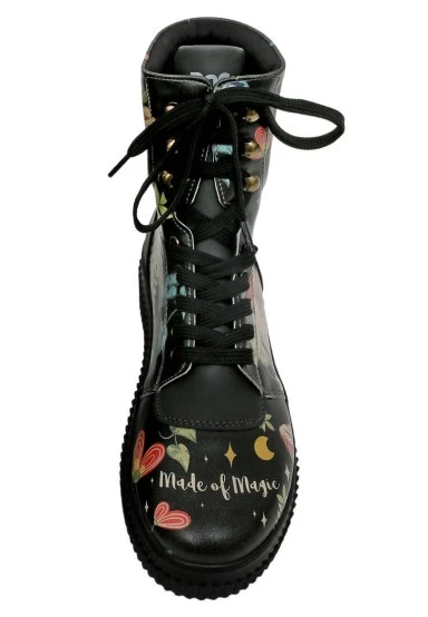 Femme Cuir Vegan Noir Bottes Longues - Made Of Magic Motif - 