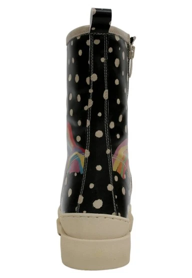Femme Cuir Vegan Noir Bottes Longues - More Self Love Motif - 