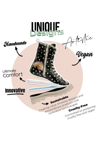 Femme Cuir Vegan Noir Bottes Longues - More Self Love Motif - 