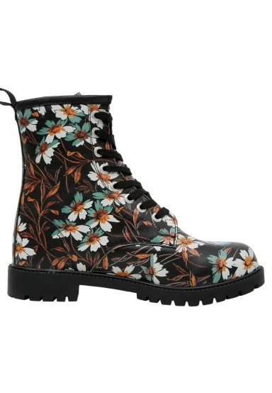 Femme Cuir Vegan Noir Bottes Longues - Are You Lost Motif - 