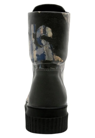 Femme Cuir Vegan Noir Bottes Longues - Les Peintres Motif - 