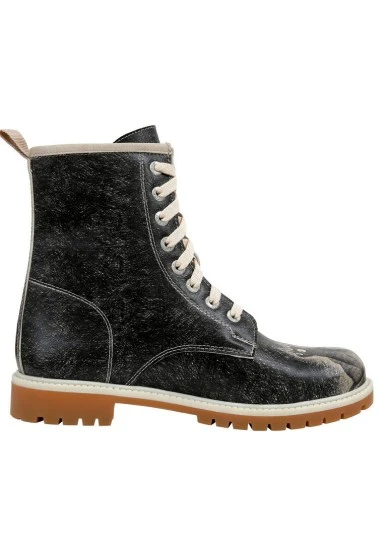 Femme Cuir Vegan Noir Bottes Longues - Agent of Chaos Motif - 