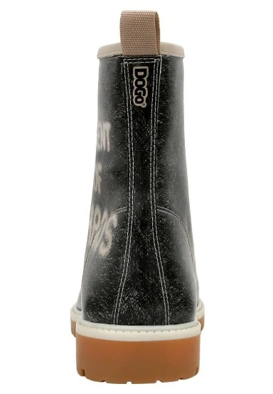 Femme Cuir Vegan Noir Bottes Longues - Agent of Chaos Motif - 
