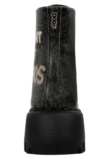 Femme Cuir Vegan Noir Bottes Longues - Agent of Chaos Motif - 