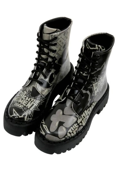 Femme Cuir Vegan Noir Bottes Longues - Catch the Moment Motif - 