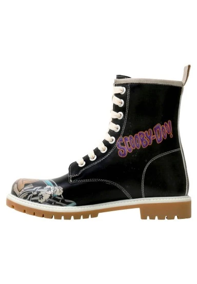 Femme Cuir Vegan Noir Bottes Longues - Warner Bros Scooby Doo Midnight Mystery Motif - 