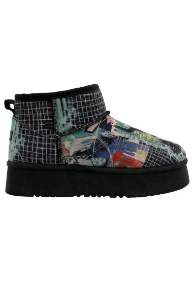 Femme Cuir Vegan Noir Bottines Doublées en Peluche - I Need Art Motif - 