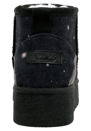 Femme Cuir Vegan Noir Bottines Doublées en Peluche - Paws on Taksim Motif - 