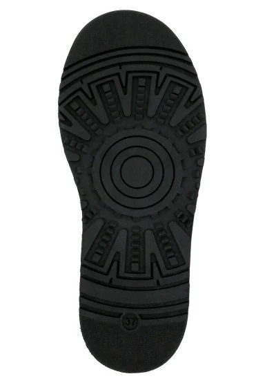 Femme Cuir Vegan Noir Bottines Doublées en Peluche - Paws on Taksim Motif - 