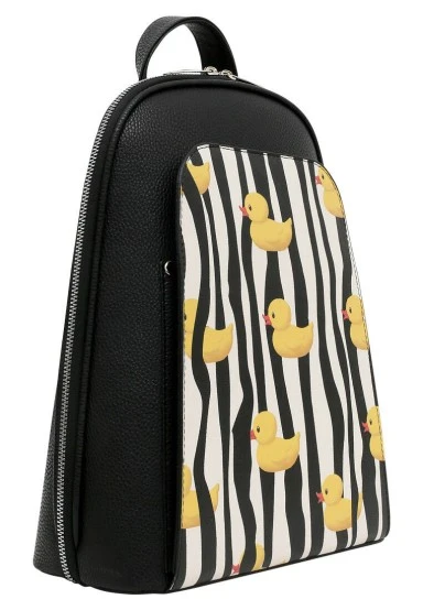 Femme Cuir Vegan Noir Sac à dos - Ducky Motif - 