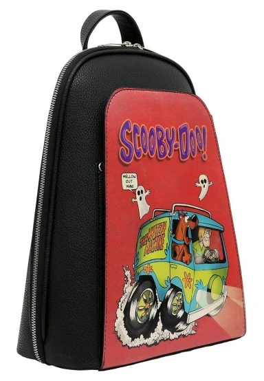 Femme Cuir Vegan Noir Sac à dos - Warner Bros Scooby Doo Ghost Chase Motif - 