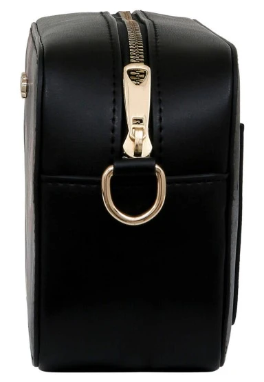Femme Cuir Vegan Noir Sac à Main - Black Floral Motif - 