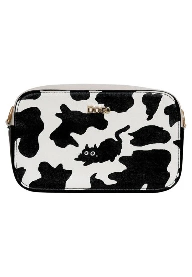 Femme Cuir Vegan Noir Sac à Main - Cowie Motif - 