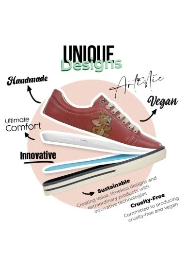 Femme Cuir Vegan Orange Baskets - Warner Bros Tom et Jerry Motif - 