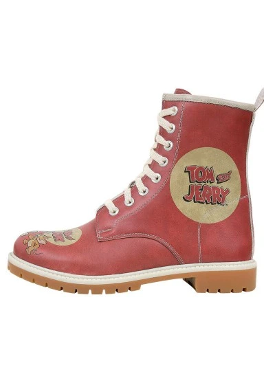 Femme Cuir Vegan Orange Bottes Longues - Warner Bros Tom et Jerry Motif - 