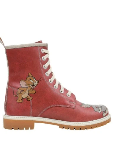 Femme Cuir Vegan Orange Bottes Longues - Warner Bros Tom et Jerry Motif - 