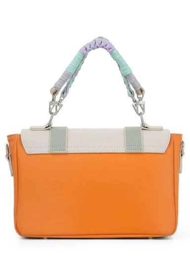 Femme Cuir Vegan Orange Sac à Main - Chill Motif - 