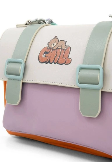 Femme Cuir Vegan Orange Sac à Main - Chill Motif - 