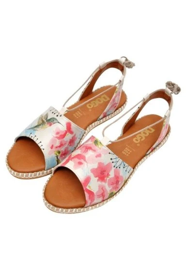 Femme Cuir Vegan Rose Sandales à Lacets - Spread Your Wings Motif - 
