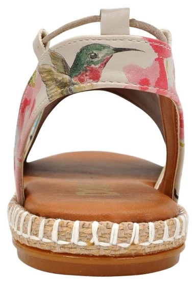 Femme Cuir Vegan Rose Sandales à Lacets - Spread Your Wings Motif - 