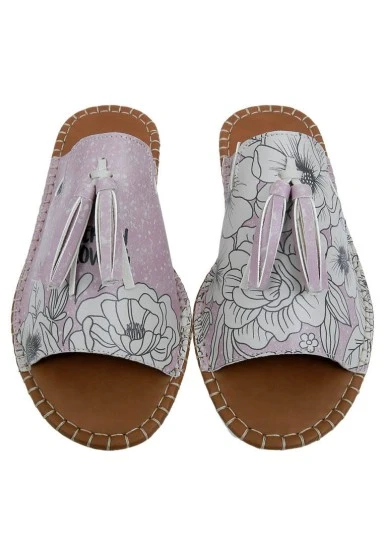 Femme Cuir Vegan Rose Sandales - Keep on Growing Motif - 