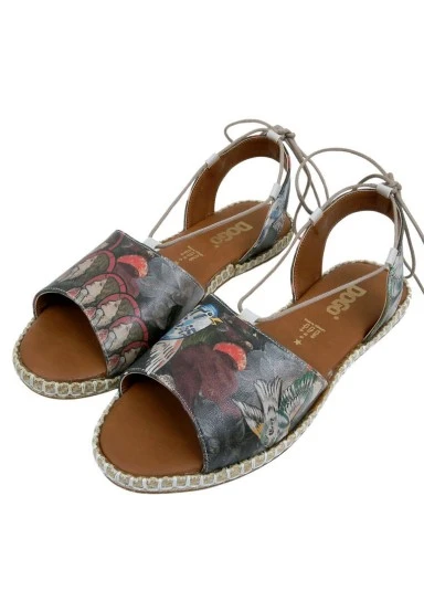 Femme Cuir Vegan Rouge Sandales à Lacets - Pure Reflection Motif - 
