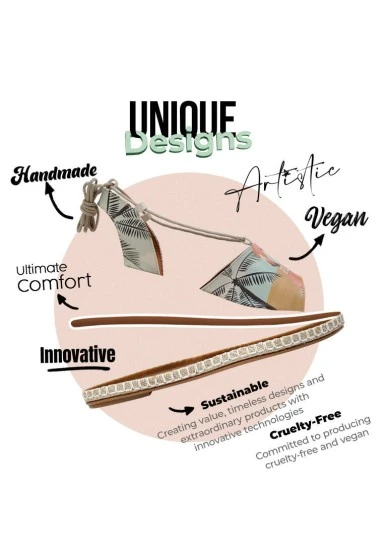 Femme Cuir Vegan Multicolore Sandales à Lacets - Be a Flamingo Motif - 