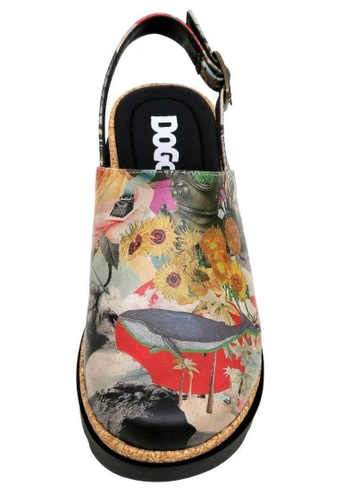 Femme Cuir Vegan Multicolore Sandales Compensées - Lucid Dreaming Motif - 