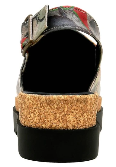 Femme Cuir Vegan Multicolore Sandales Compensées - Lucid Dreaming Motif - 