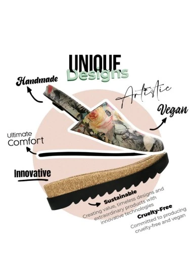 Femme Cuir Vegan Multicolore Sandales Compensées - Lucid Dreaming Motif - 