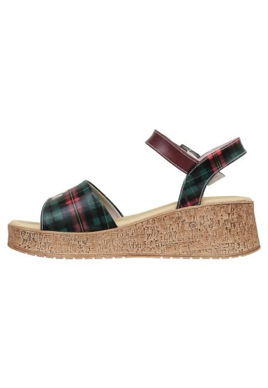 Femme Cuir Vegan Multicolore Sandales Compensées - Teddy Bear Motif - 