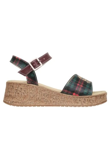Femme Cuir Vegan Multicolore Sandales Compensées - Teddy Bear Motif - 