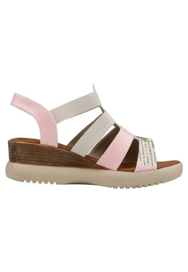 Femme Cuir Vegan Rose Sandales Compensées - A Little Paris Always Motif - 